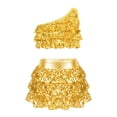 thumbnail image 6 of AWZXDE Girls Sequin Dance Outfit Two Piece Stretchy Comfort Fit Performance Skirt And Top For Parties Events Stage Shows Activewear Gold,11-12 Years, 6 of 6