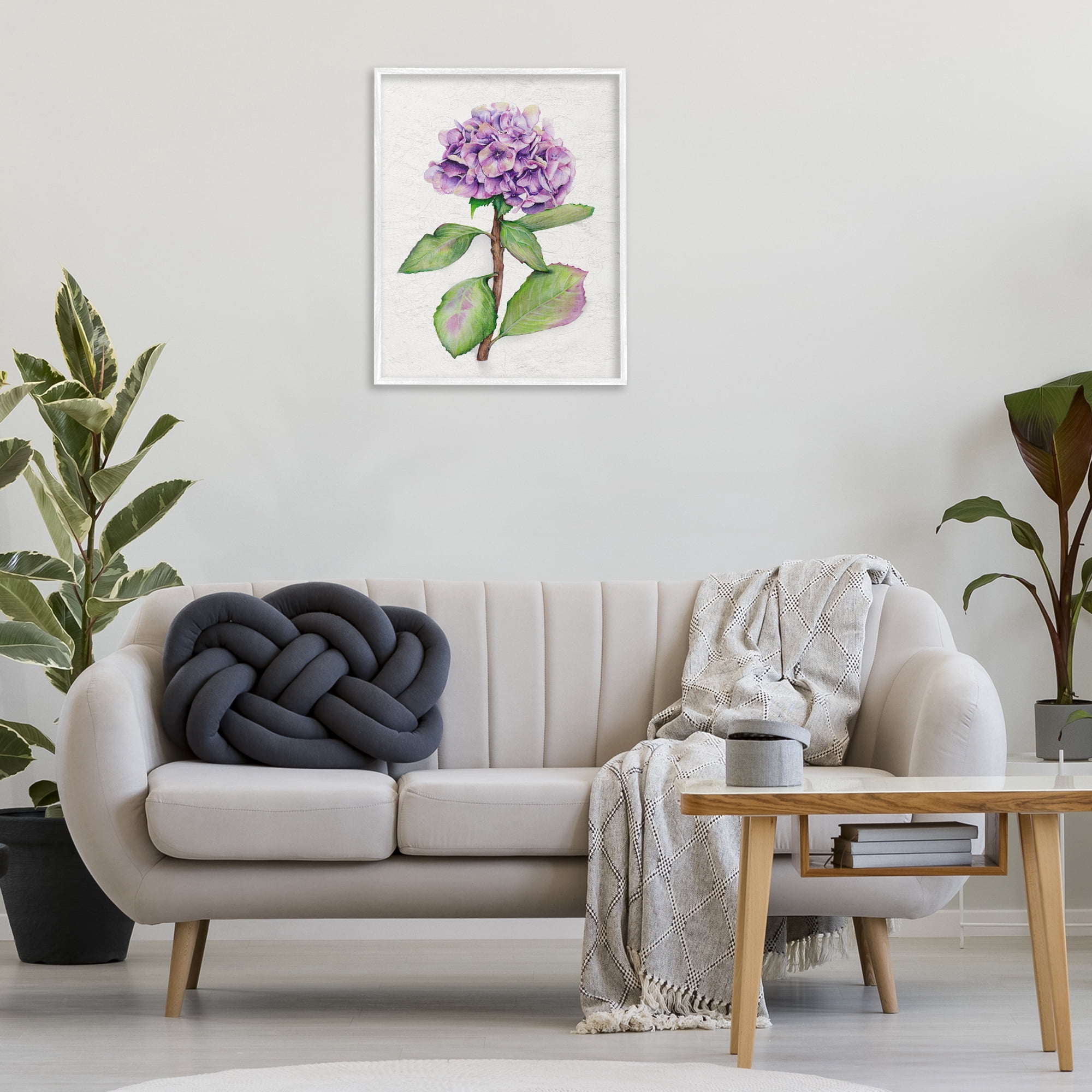 Stupell Industries European Style Hydrangea Botanical & Floral Painting White Framed Art Print Wall Art, 24 x 30