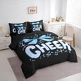 thumbnail image 2 of Erosebridal Girls Cheerleading Bow Bedding Comforter Set 7-Piece,Teens Blue Stars Print King Bedding Sets,Black Reversible,Lightweight Room Decor, 2 of 6