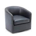 thumbnail image 5 of Home Square Faux Leather Swivel Arm Chair, Midnight Blue with Nailhead Trim, Set of 2, 5 of 11