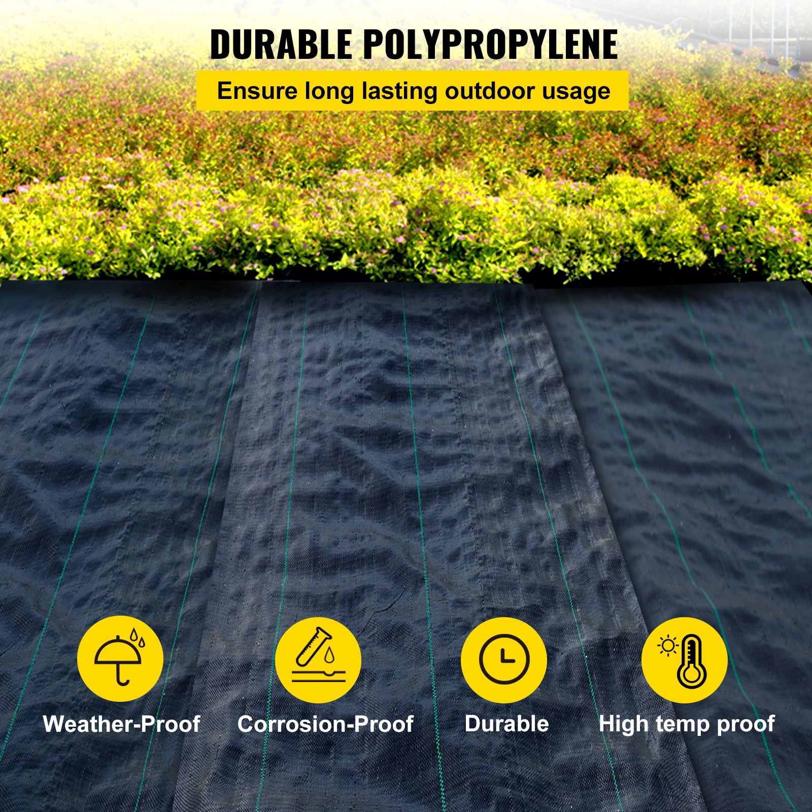 Woven Weed Barrier Fabric 5OZ 3FTx50FT - Heavy Duty Landscape Fabric, High Permeability Ground Cover for Garden Beds, Geotextile Underlayment, Durable Polyethylene Weed Control Fabric