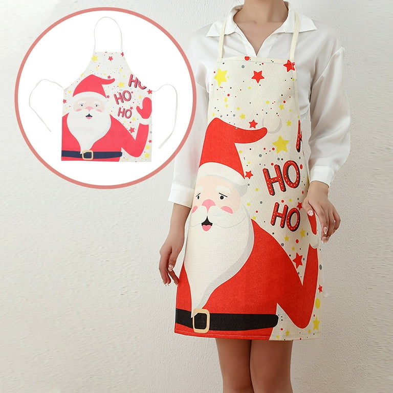 Adults Apron, Santa Clause Print Waist Cloth Festival Ornament Cooking Accessories for Women Men, Size: One Size
