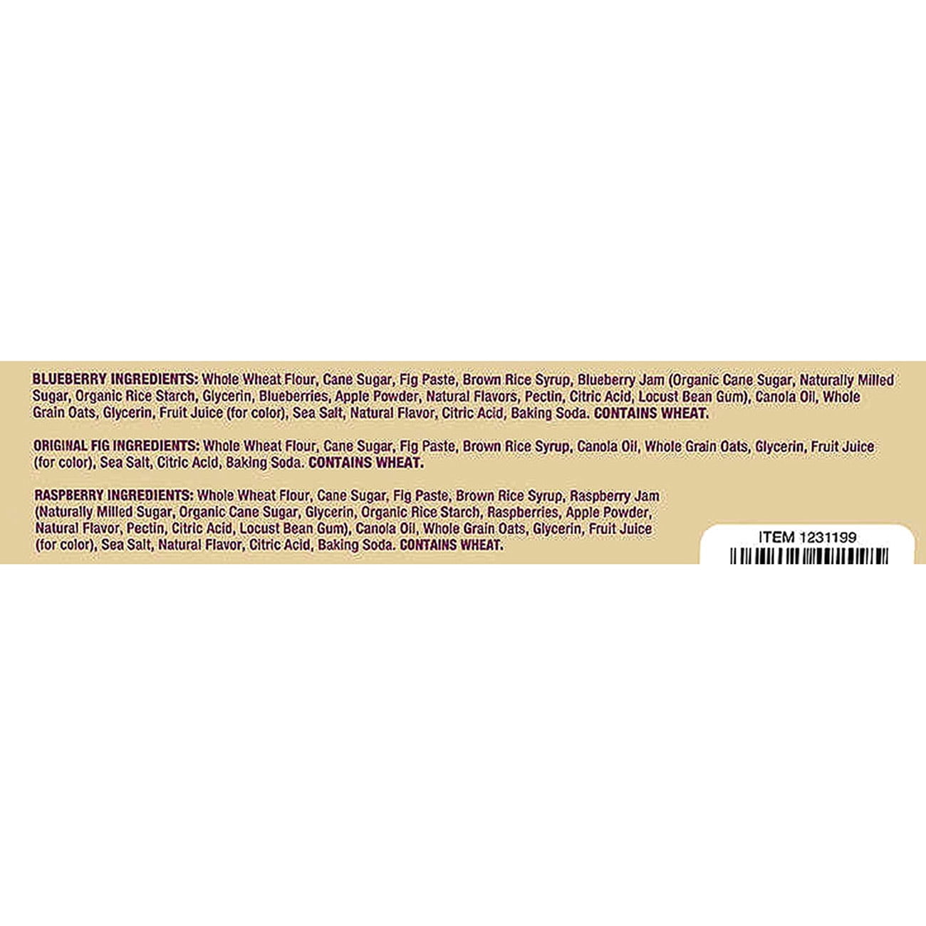 Nature Bakery's Fig Bar Variety Pack 3 Flavors: Fig, Blueberry, and Raspberry 2 Oz. Bar (36 Twin Packs)