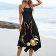 thumbnail image 6 of Minjewel Floral Print Easter Dress with Irregular Hem, Round Neck Sleeveless Midi Dress for Women, Casual Spring Church & Party Wear,Black L, 6 of 8