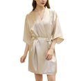 thumbnail image 2 of Tqcoqu Robes de Maison en Soie Simulée Couleur Unie Décontractée pour Femmes, 2 of 6