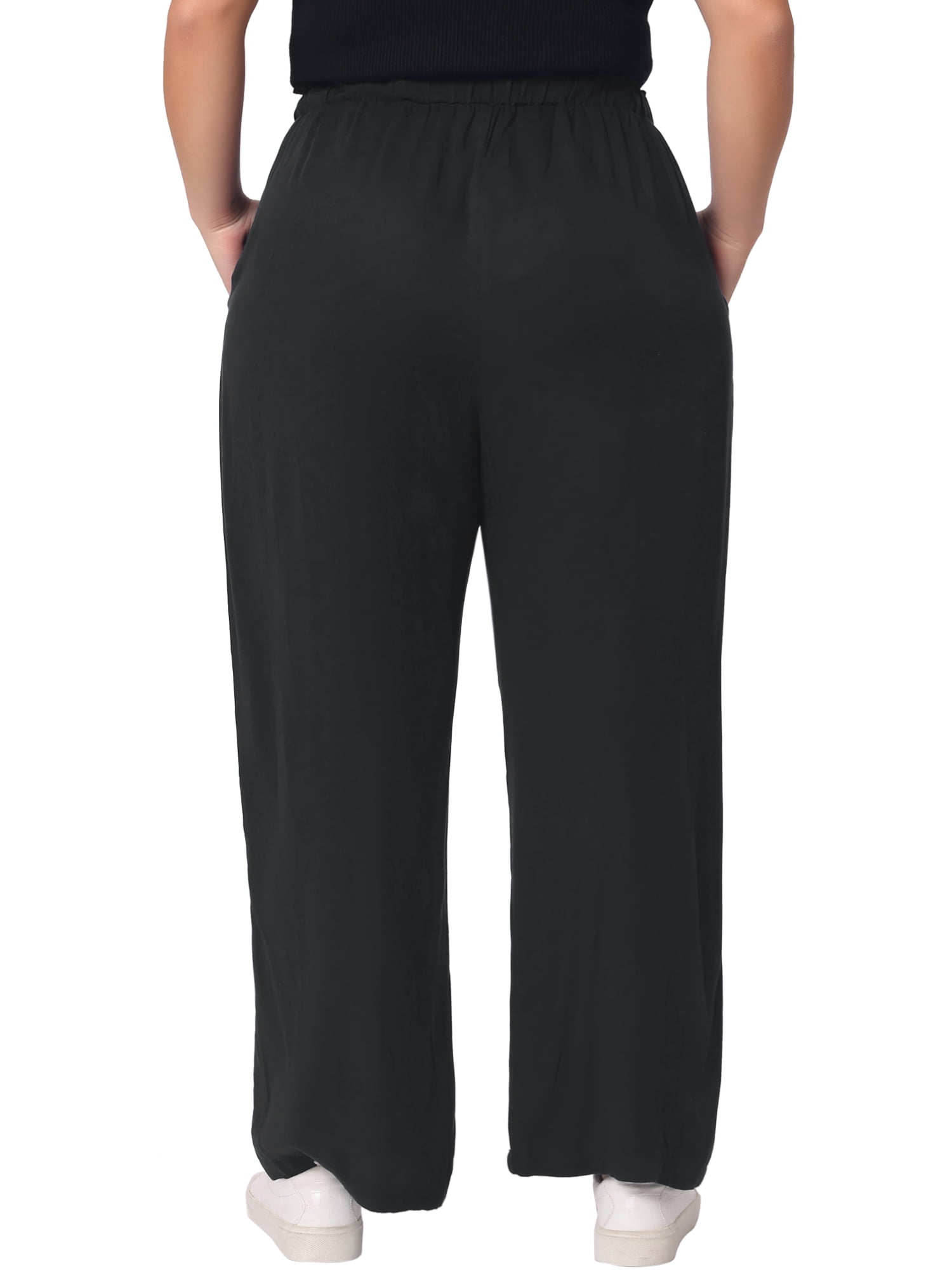 DARING DIVA Women's Plus Palazzo Stretchy High Waisted Wide Leg Pants 3X Black