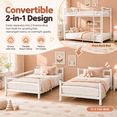 thumbnail image 2 of Miniyam Twin over Twin Metal Bunk Bed, Convertible to 2 Twin Beds with Guardrail, White, 2 of 7