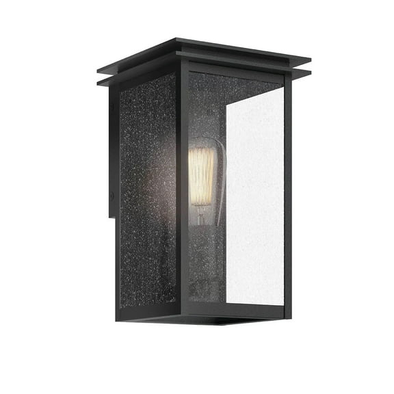 Kichler 39540 Arkville 10" 1-Light Outdoor Wall Light, Black with Clear Seeded Glass