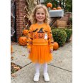 thumbnail image 6 of RUINIXCW Toddler Baby Girl Halloween Tutu Dress Outfit Kids Little Girl Fall Winter Dress Pumpkin Ghost Bat Print Long Sleeve Patchwork Tulle Dress, 6 of 9