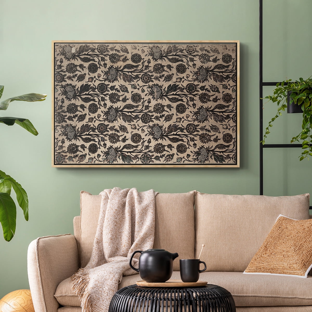 Vintage Abstract Print-XXXII Framed in Natural Wood Wood Gallery Wrapped Canvas 25 in. x 37 in.