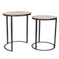 thumbnail image 4 of Loma Nesting Accent Table Set by East at Main - Round Mango Wood Side Table / End Table Set with Black Iron Frame (20x20x25), 4 of 5