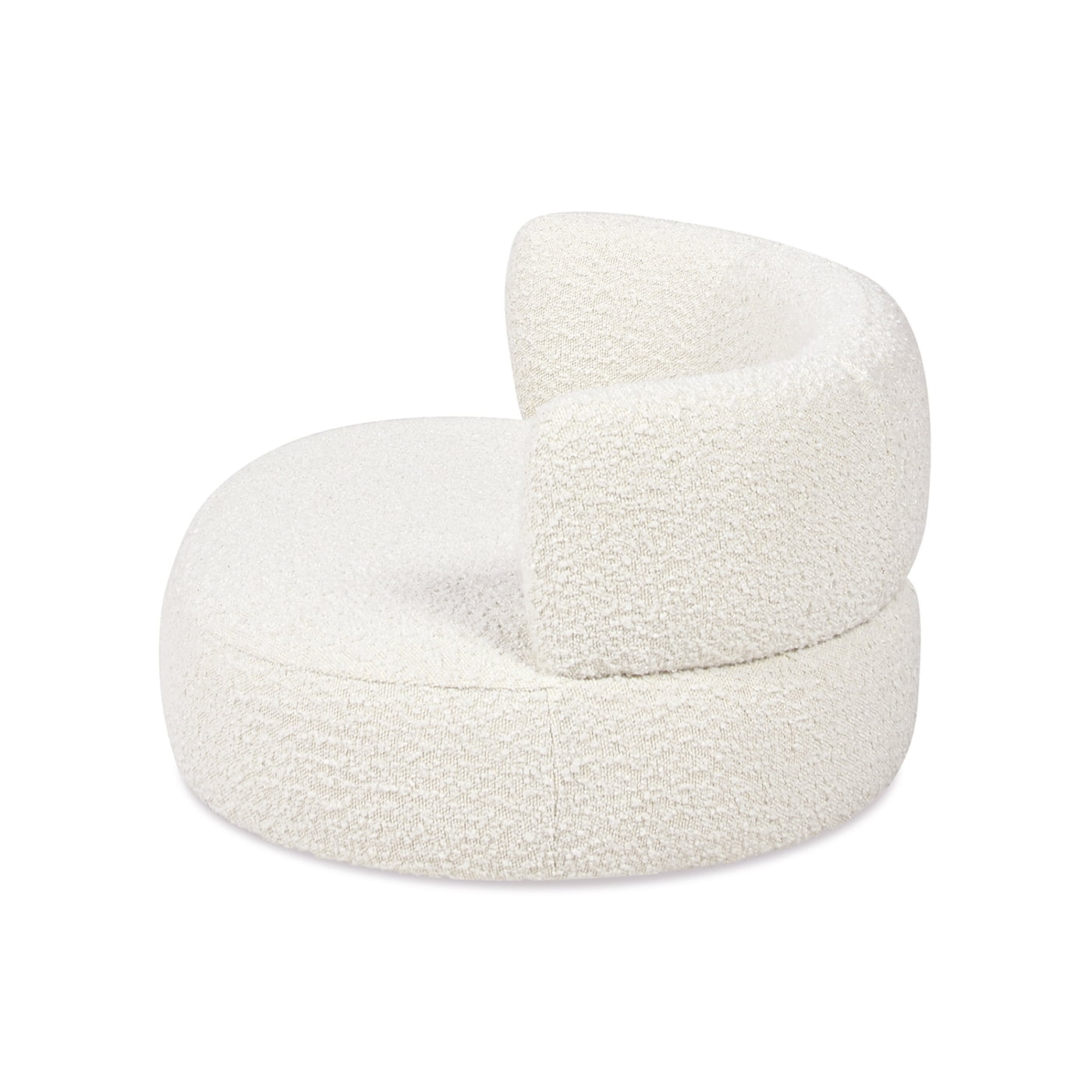36" Curved Dog Sofa Bed, Medium, Ivory White Boucle