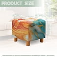 thumbnail image 3 of SCRAWLGOD Marble Print Cyan Golden Slipcover for Ottoman, Stretch Square Ottoman Covers Slipcover Washable Storage Foot Stool Cover Waterproof Footrest Furniture Protector with Elastic Bottom, 3 of 7