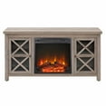 thumbnail image 4 of Evelyn&Zoe Colton Rectangular TV Stand with Log Fireplace for TV's up to 55", Gray Oak, 4 of 9