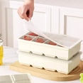 thumbnail image 4 of Bandeja para moldes de cubos de hielo de silicona en frigorífico doméstico • Caja de máquina de hielo con compartimento individual • Recipiente para congelación de fácil liberación con tapa de sellado, 4 of 6