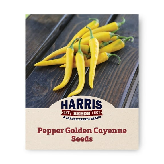 Harris Seeds - Pepper Seeds - Golden Cayenne Unt Non-GMO Variety - 50 Seeds