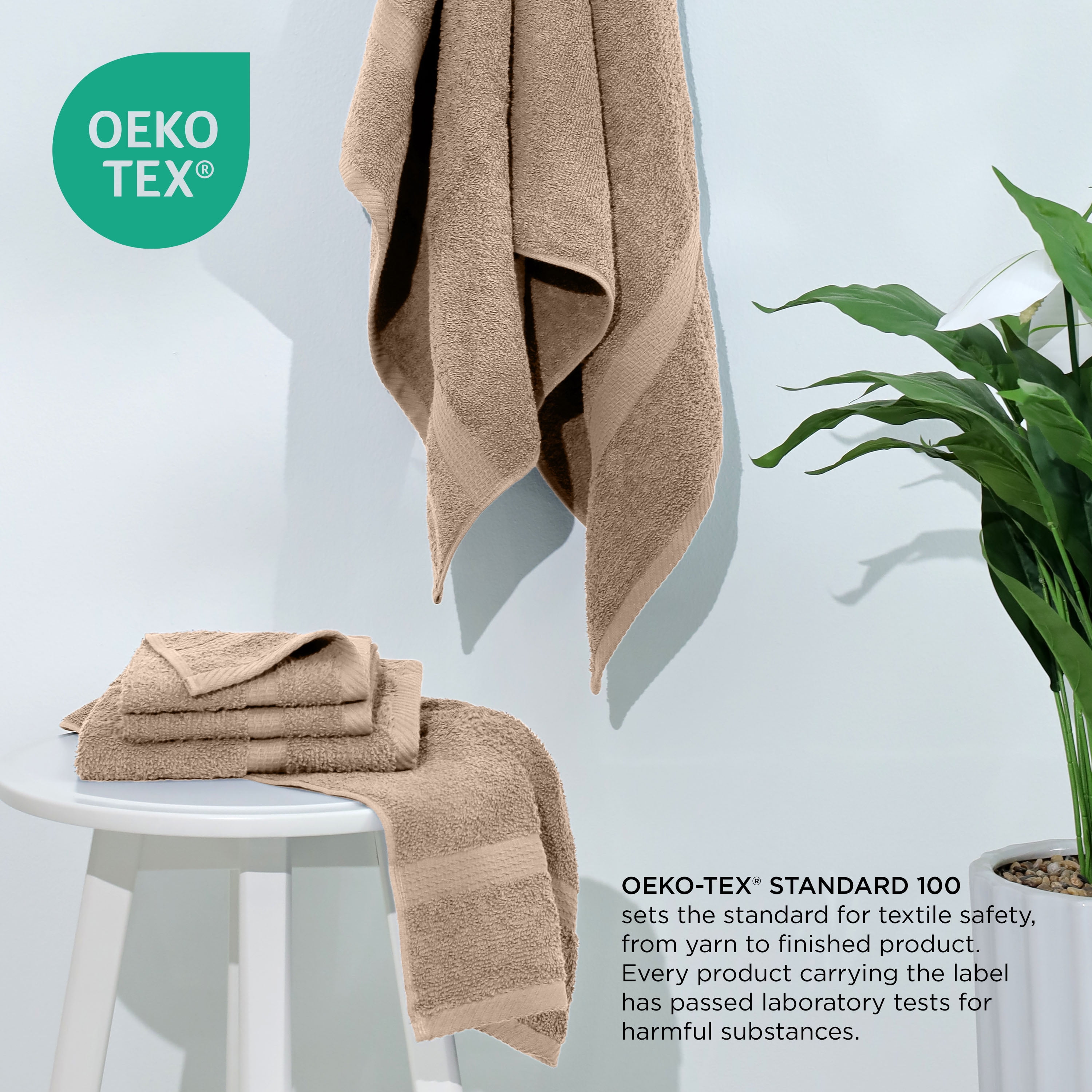 Utica 6-Piece Towel Set | 100% Cotton Soft & Absorbent Everyday Towels | Beige