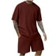 thumbnail image 1 of Traje Deportivo Perforado de los Hombres, Moda de Manga Corta Cuello Redondo de Ocio para el Desgaste Casual Y de Playa, Blusa Atlética de Poliéster Suave, 1 of 9