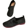 thumbnail image 4 of KEGIRLOM Women Casual Versatile Eye-Catching Lightweight Shallow Mouth Large Size Flat Bottomed Round Toe Soft Leather Low Top Loafers Black Size 8.5, 4 of 9