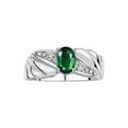 thumbnail image 1 of RYLOS Bagues pour Femmes Bague Aile d'Ange en Or Blanc 14K Pierre de Naissance Pierre Précieuse 7X5MM et Diamants Saphir Vert Bijoux pour Femmes Bagues en Or pour Femmes Taille 8, 1 of 6