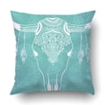 thumbnail image 1 of BOSDECO Cow Skull with Feathers Boho Pillowcase Throw Pillow Cover Case 18x18 inches, 1 of 2