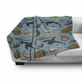thumbnail image 3 of Turtle Soft Flannel Fleece Blanket, Illustration of Sea Animals Underwater Creatures in Cartoon Style Design, Cozy Plush for Indoor and Outdoor Use, 60" x 80", Blue Grey Multicolor, by Ambesonne, 3 of 6