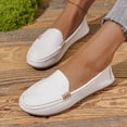 thumbnail image 6 of Women's Wide Width French Style Buckle Loafers, Faux Leather Round Toe Slip-On Lightweight Casual Dress Shoes for Daily Wear, White/Multi-Color, 6 of 10