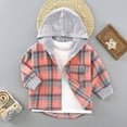 thumbnail image 2 of larppty Toddler Kids Boys Girls Flannel Hooded Plaid Shirt Button Baby Red Clothes (Pink,3-4 Years), 2 of 5