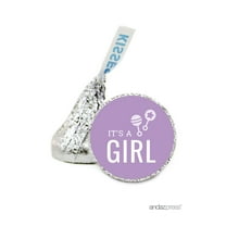 It's A Girl Lavender Chevron Baby Shower Hershey´s Kisses Stickers, 216-Pack