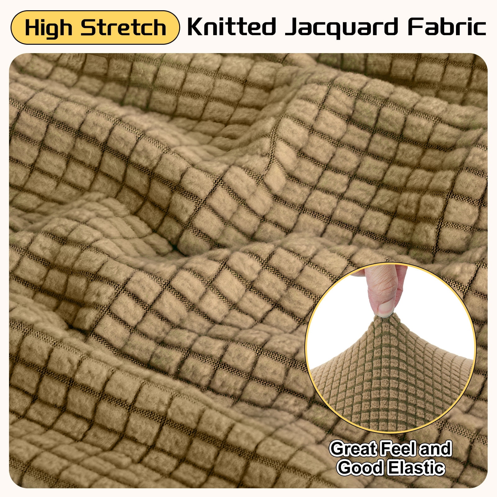 Unique Bargains Square Jacquard Slipcover Light Brown 31.5"-40.6" x 13.8"-17.7"