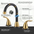 thumbnail image 5 of Wowow 2-Handle 6" and 8" Widespread Black and Gold Lavatory Faucet with Supply Hoses & Drain Assembly, 5 of 5
