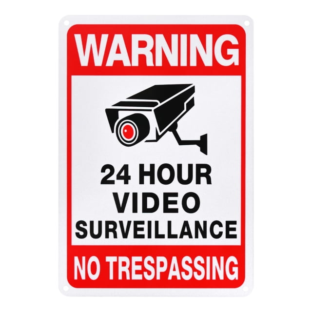 Uxcell 1-Pack Señal de Vigilancia por Video 24 Horas, 10" x 7" Señal de Advertencia Reflectante de Aluminio para Casa/Negocio