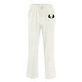 thumbnail image 2 of Mens Cotton Linen Drawstring Pants Elastic Waist Casual Jogger Yoga Pants Sports Boho Wide Leg Baggy Pants with Pockets White S, 2 of 5