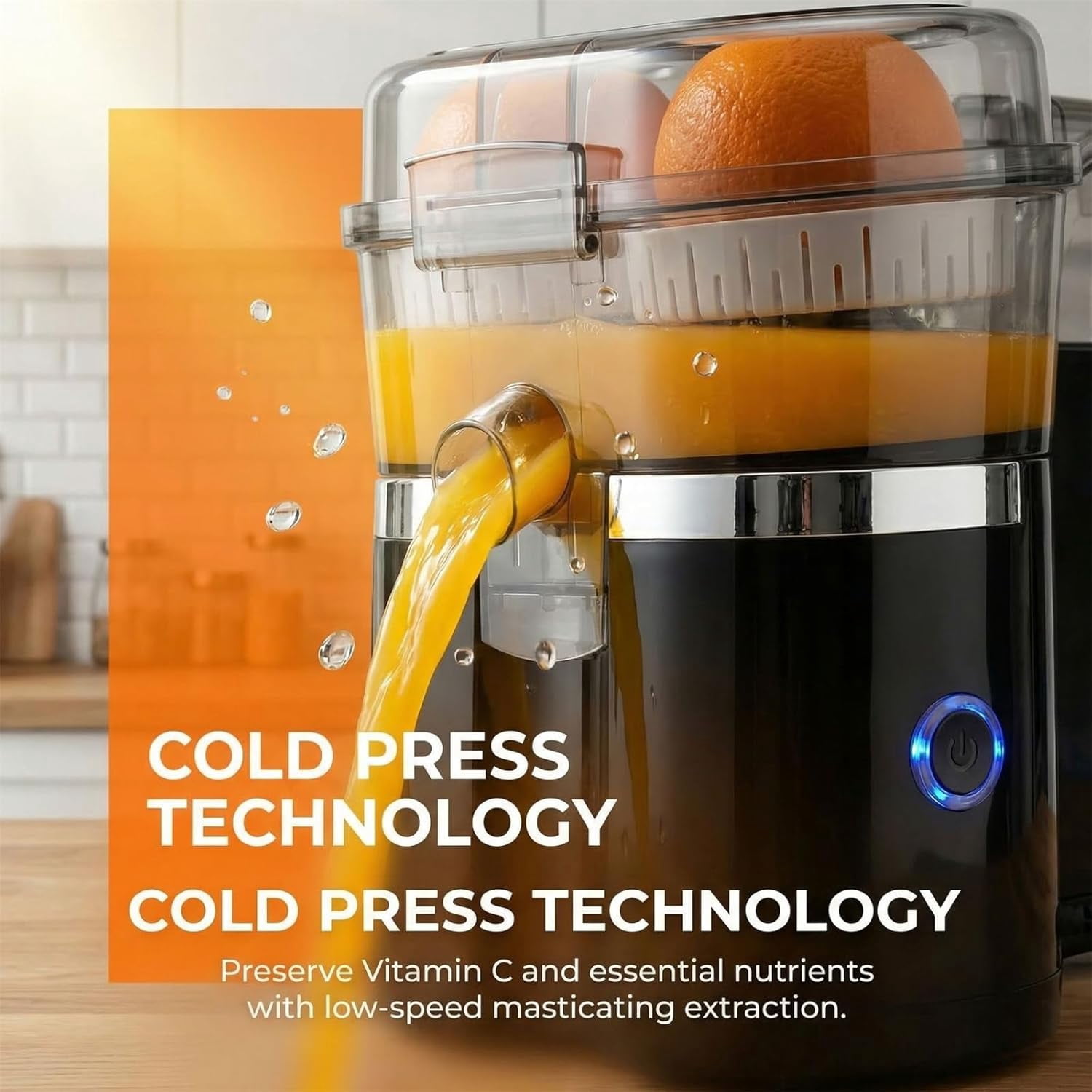 Dual-Head Automatic Citrus Juicer, Orange Juicer Electric, 1-Button Automatic Juicer Machine for Orange, Lemon, Lime, Easy to Clean & Use, Built-in Cutter and Cleaning Brush (White)
