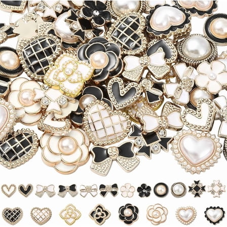 20 Styles 80Pcs Heart Cabochons Resin Flower Cabochons Bulk Small Cute Black White Enamel Bows Round Pearl Flatback Decoden Charms for Jewelry Making Hair Clip DIY Crafts Decorations Beginner diy