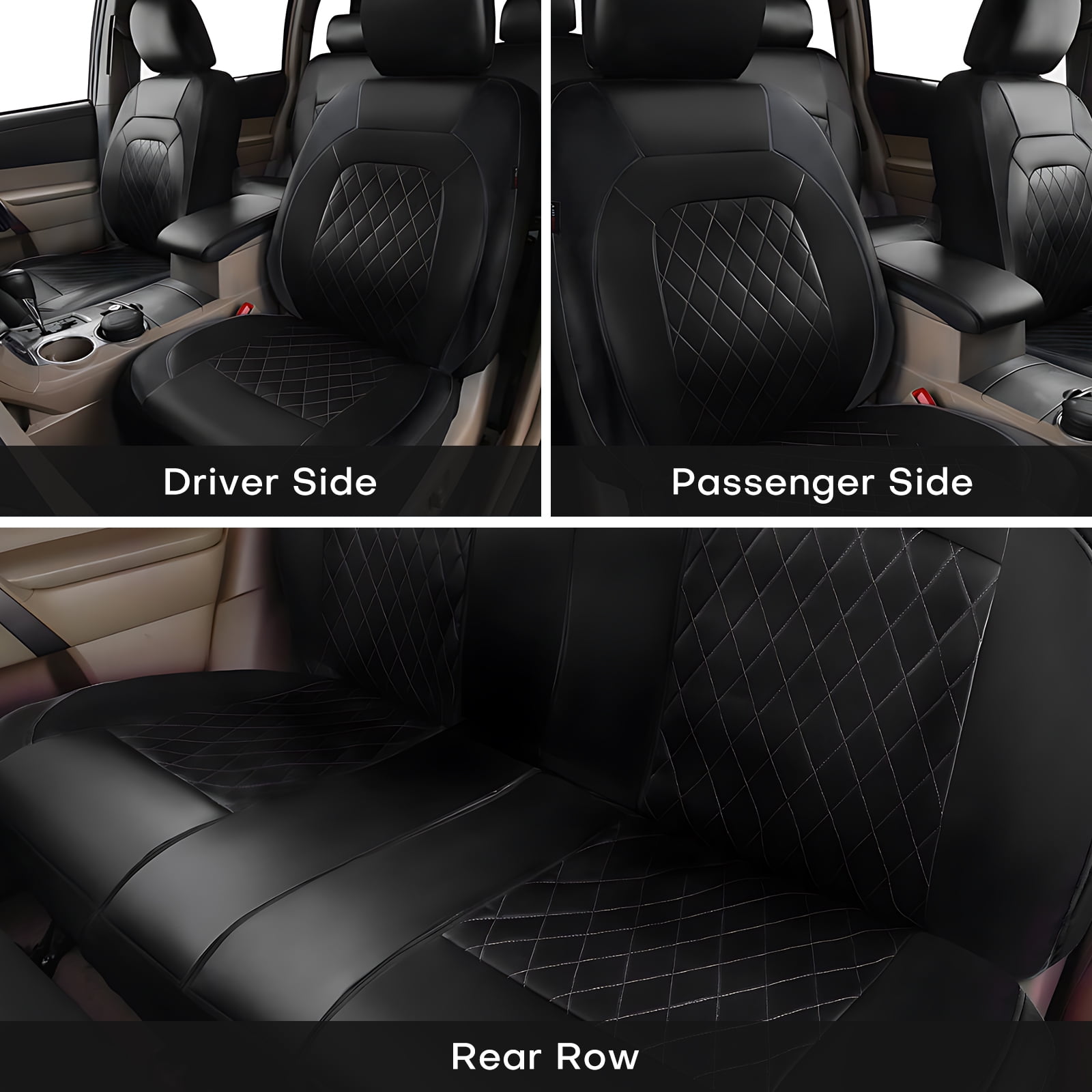 OTOEZ Universal Car Seat Cover Breathable PU Leather 5 Seats Full Set Waterproof Cushion Fit Most Honda Toyota Chevy Ford Nissan Vehicle Truck SUV