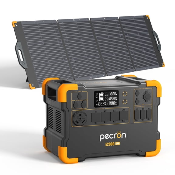 PECRON E2000LFP Portable Power Station 1920Wh/2000W AC Output with 200W Solar Panel Kit LiFePO4 Battery Solar Generator for Home Backup