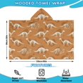 thumbnail image 2 of Brown Cartoon Dinosaurs Skeletons Pattern Hooded Bath Towel，60"x35" for Ages 3 To 12 Kids, Quick Dry Lightweight Soft Microfiber Hood Beach Towel Cover Up for Kids, 2 of 7