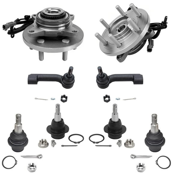 Detroit Axle - 4WD Front Wheel Hub Bearings Upper Lower Ball Joints   Outer Tie Rods Replacement for 2017-2020 Ford F-150 - 8pc Set