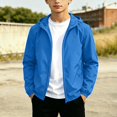 thumbnail image 2 of Afuyipoi Youth Teens Boys Softshell Hooded Jacket Waterproof Windbreaker Outdoor Sports Casual Zip Up Size 12-19 Blue Size 14, 2 of 8