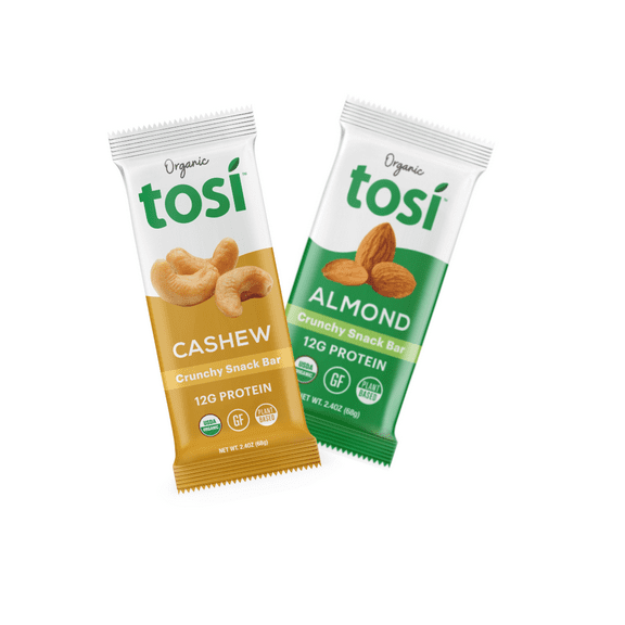 TOSI SuperBites, Gluten-Free Snack Bars, Almond & Cashew Combo, Vegan, Organic, 2.4 oz, 12 bars