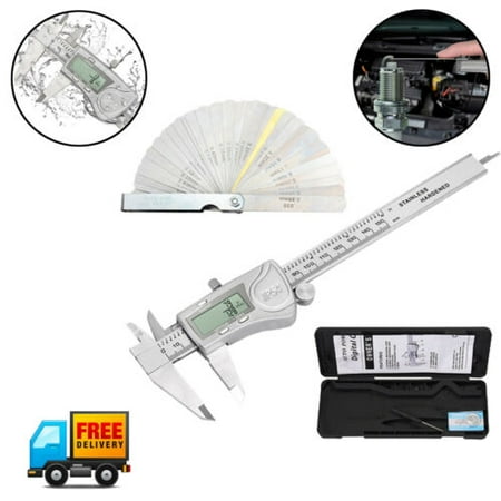 ESYNIC Digital Vernier Caliper IP54 + Feeler Gauge 150 mm/ 6 Inch Stainless Steel Electronic Caliper Fractions/ Inch/ Metric Conversion...