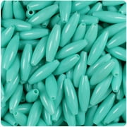 BeadTin Light Turquoise Opaque 19mm Spaghetti Plastic Craft Beads (150pcs)