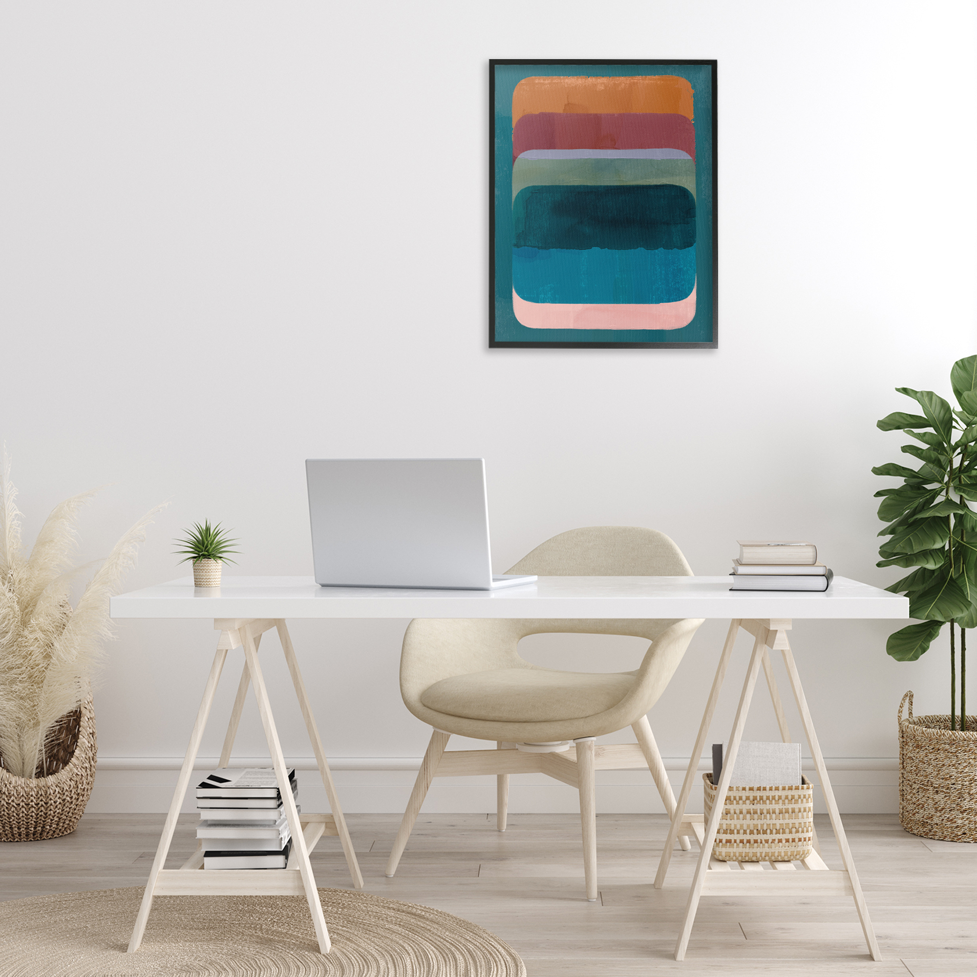Stupell Industries Rustic Inspired Ombre Pattern Abstract Painting Black Framed Art Print Wall Art, 24 x 30