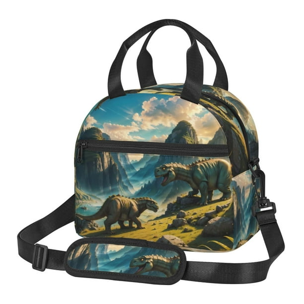 Fotbe Valley River Dinosaur Bolsa de Almuerzo con Estampado, Lonchera Aislada, Contenedores de Comida Reutilizables Tipo Cooler a Prueba de Fugas