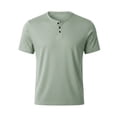 thumbnail image 5 of TKKCS Mens Short Sleeve Henley T-Shirt- Daily Wear Casual Classic 3-Button Placket Lightweight Breathable Summer T-Shirts Green Size 3XL, 5 of 6