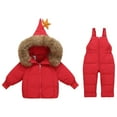 thumbnail image 1 of Birdeem Children's Winter Down Jacket Two-Piece Set, Overalls Jumpsuit Ski Suit Outerwear, 80S Ski Jacket, 1 of 8