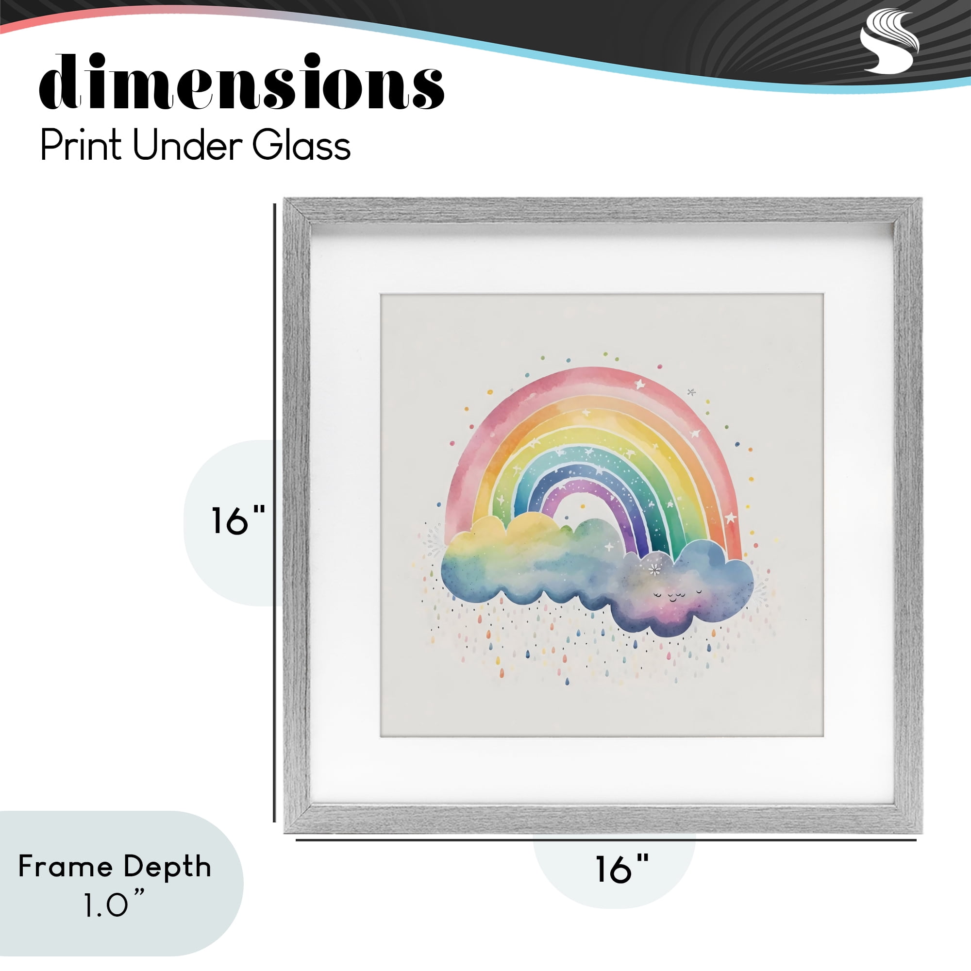 Stupell Industries Bright Boho Rainbow & Stars Gray Framed Print Under Glass, design by Creative Studio