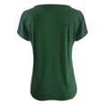 thumbnail image 4 of Innerwin T-shirt Short Sleeve Women T Shirt Holiday Solid Color Plain Summer Tops Green M, 4 of 6