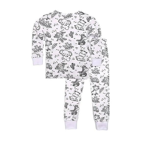 FJHNGBDH Pajamas Set for Girls Boys Kid DIY Hand Painted Homewear Set Colouring Pajama Sets Can Play With And Wea Long Sleeve Cartoon Pajamas 2-3 Years